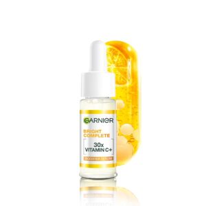 Garnier Vitamin C + Booster Face Serum For Skin Brightening and Anti-Dark Spots with 30X Vitamin C, 2% Niacinamide and BHA | Brighter Skin in Just 3 days